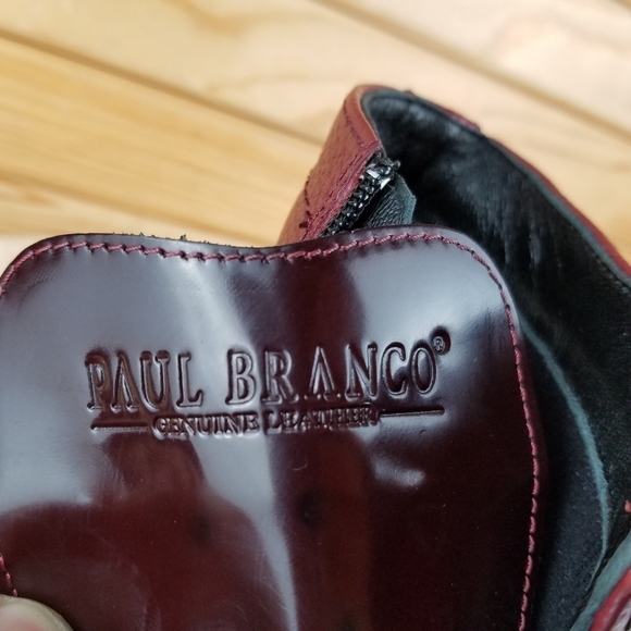 Men\'s 100% Genuine Leather Ankle Boots 8 US Burgundy Paul Branco Side Zip main image 5